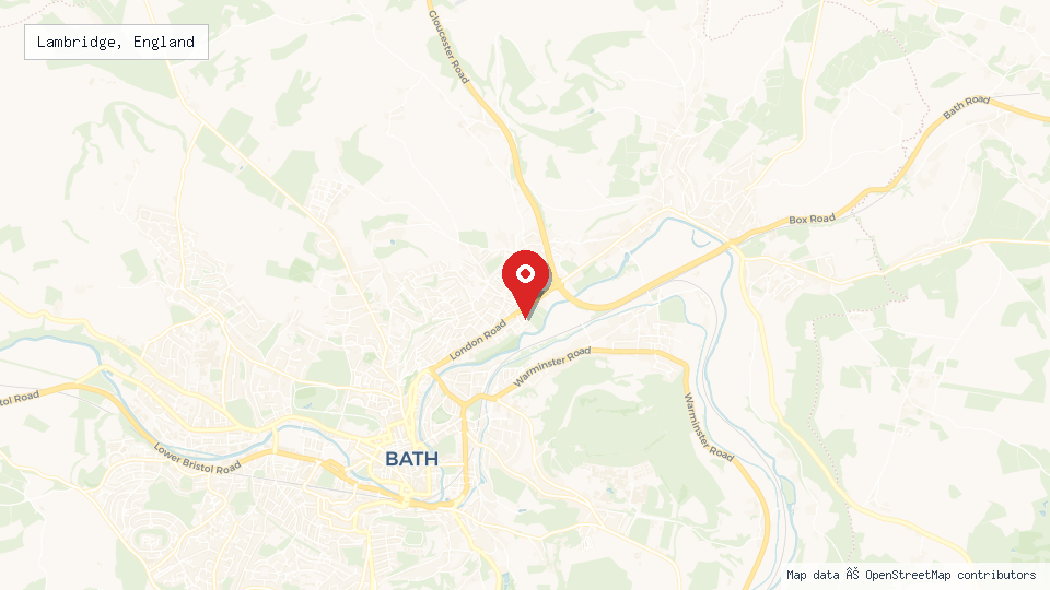 Street map of Lambridge, England with location pin