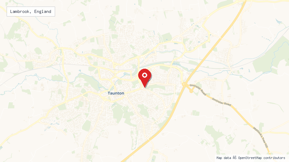 Street map of Lambrook, England with location pin