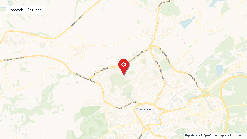 Street map of Lammack, England with location pin