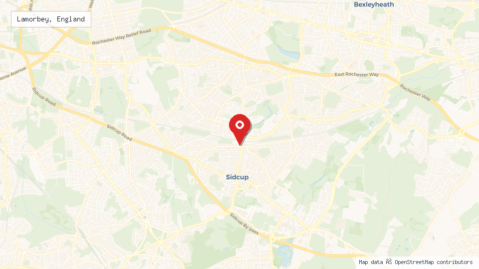 Street map of Lamorbey, England with location pin