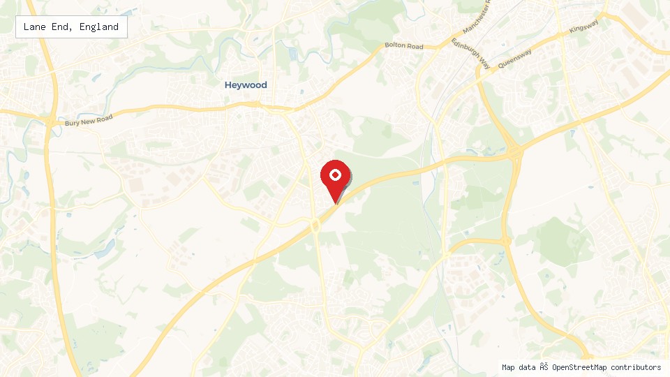 Street map of Lane End, England with location pin
