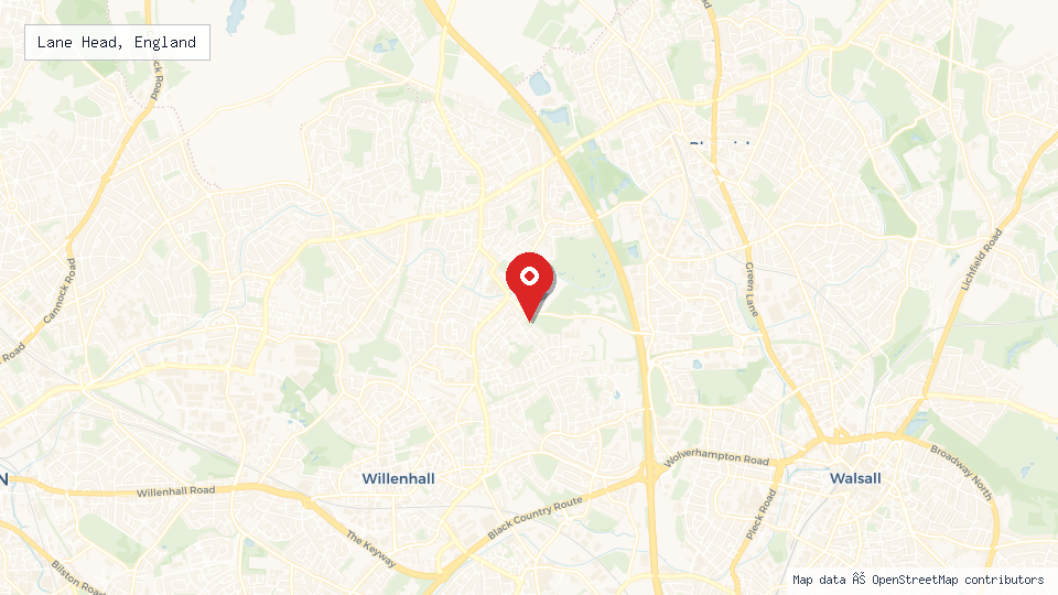 Street map of Lane Head, England with location pin