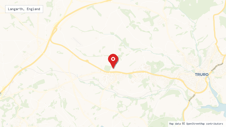 Street map of Langarth, England with location pin