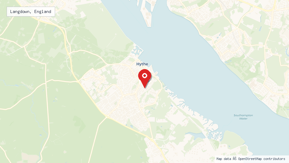 Street map of Langdown, England with location pin