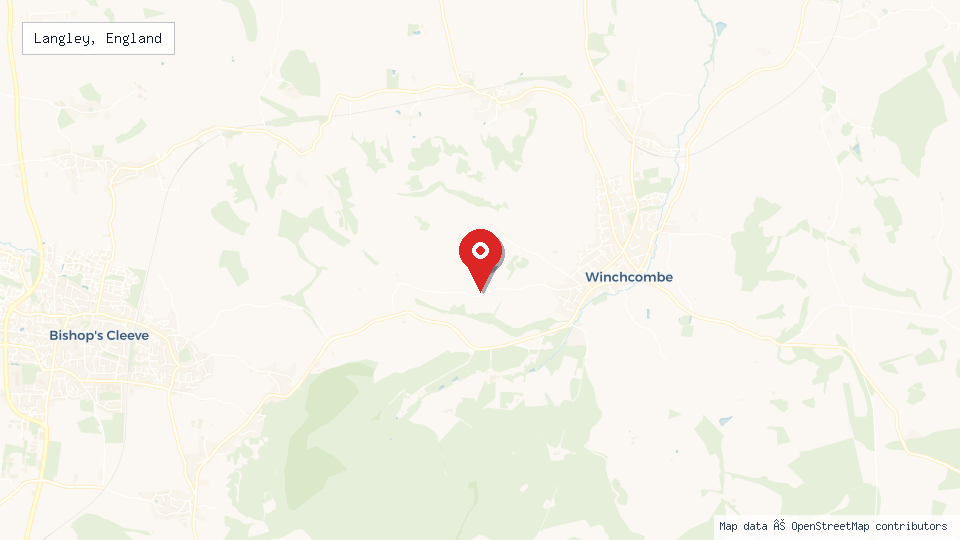 Street map of Langley, England with location pin