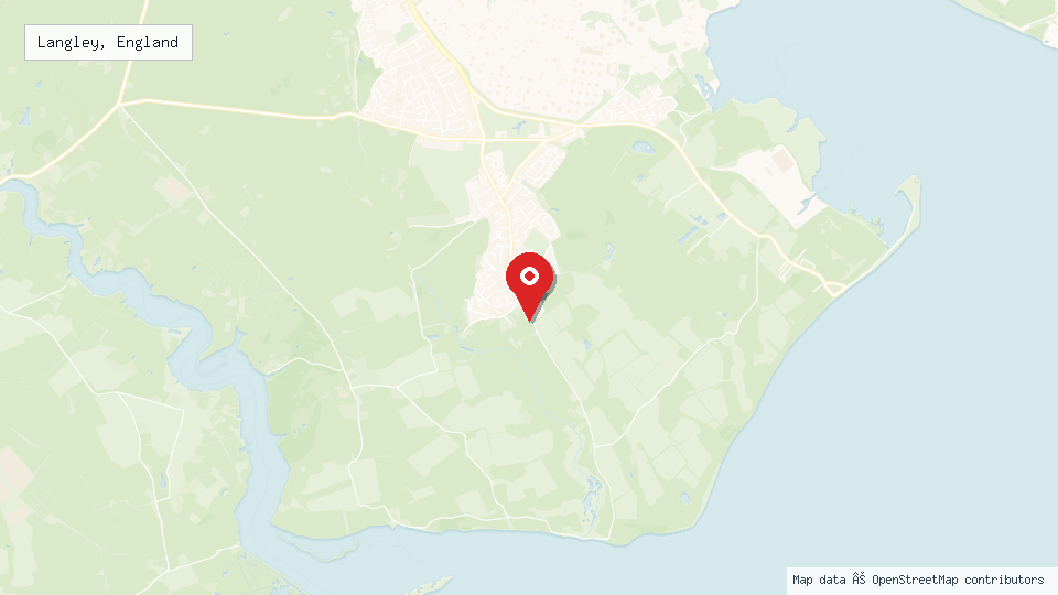 Street map of Langley, England with location pin