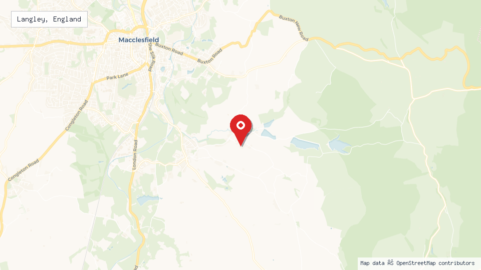 Street map of Langley, England with location pin