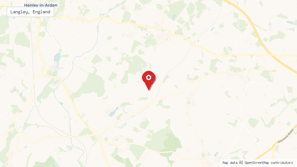 Street map of Langley, England with location pin