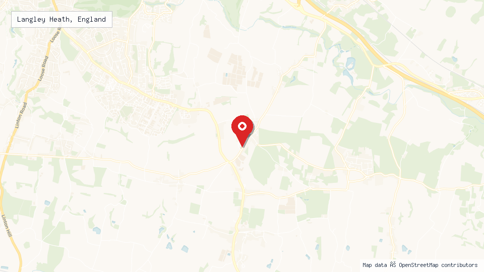 Street map of Langley Heath, England with location pin