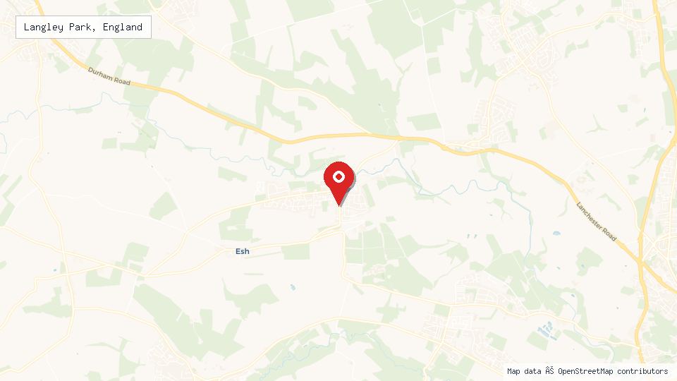 Street map of Langley Park, England with location pin