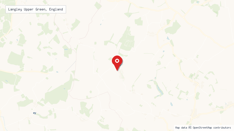 Street map of Langley Upper Green, England with location pin