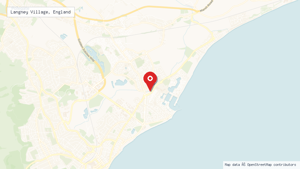 Street map of Langney Village, England with location pin