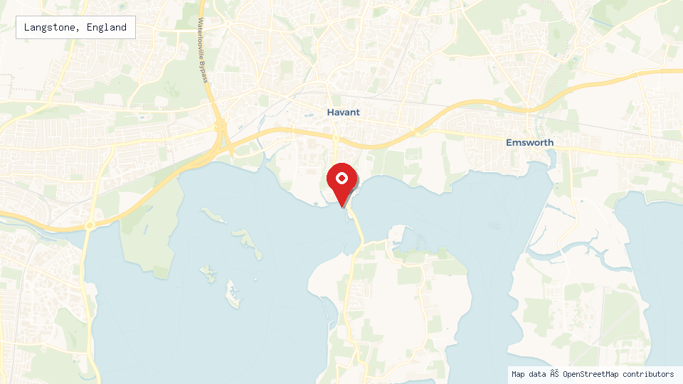 Street map of Langstone, England with location pin