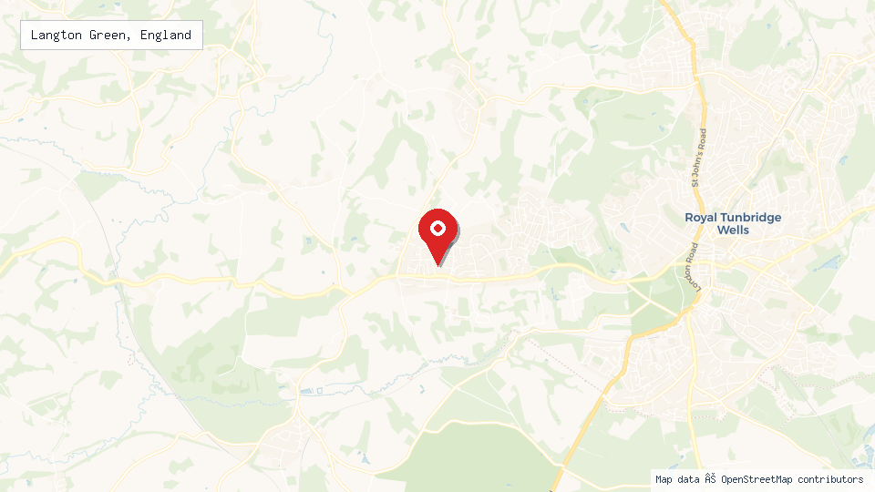 Street map of Langton Green, England with location pin