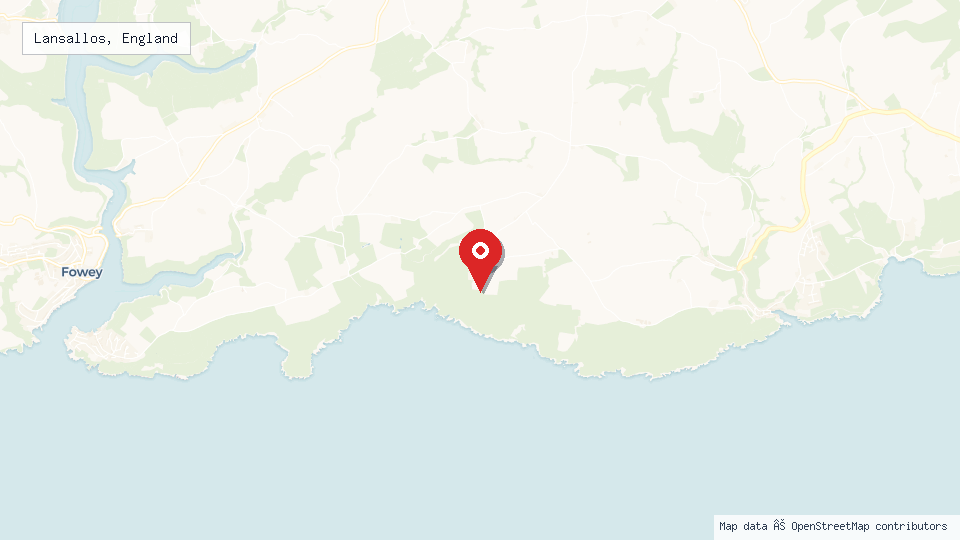 Street map of Lansallos, England with location pin