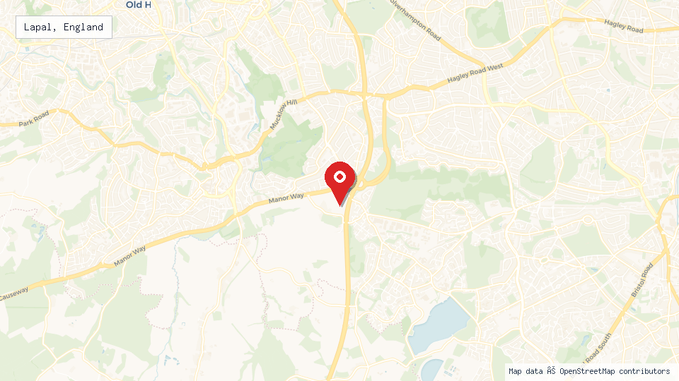 Street map of Lapal, England with location pin