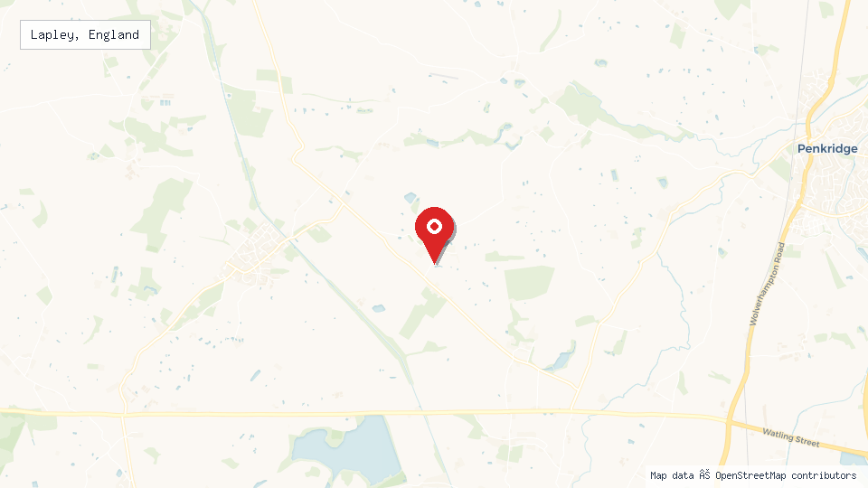 Street map of Lapley, England with location pin