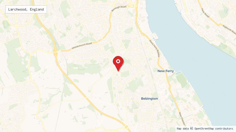 Street map of Larchwood, England with location pin