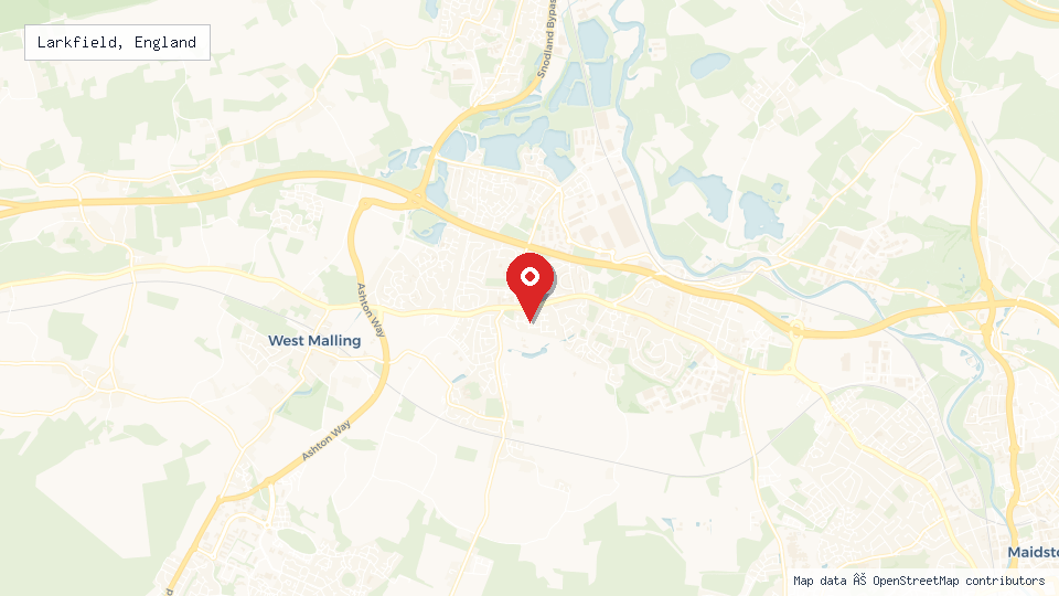 Street map of Larkfield, England with location pin