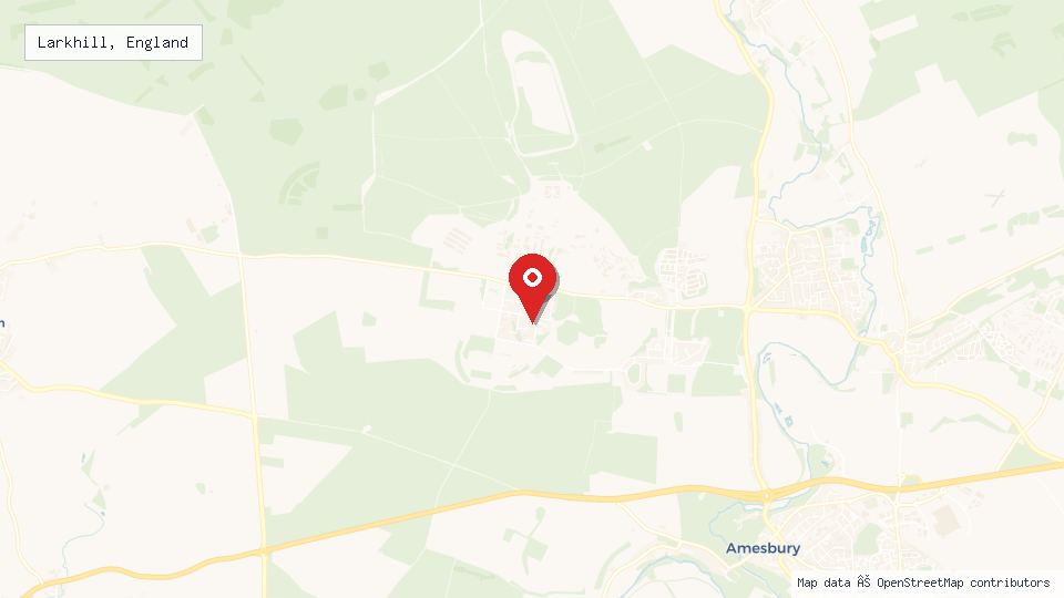Street map of Larkhill, England with location pin