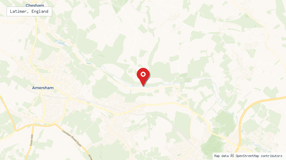 Street map of Latimer, England with location pin