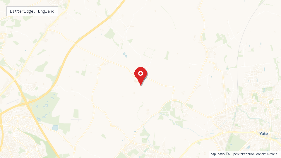 Street map of Latteridge, England with location pin