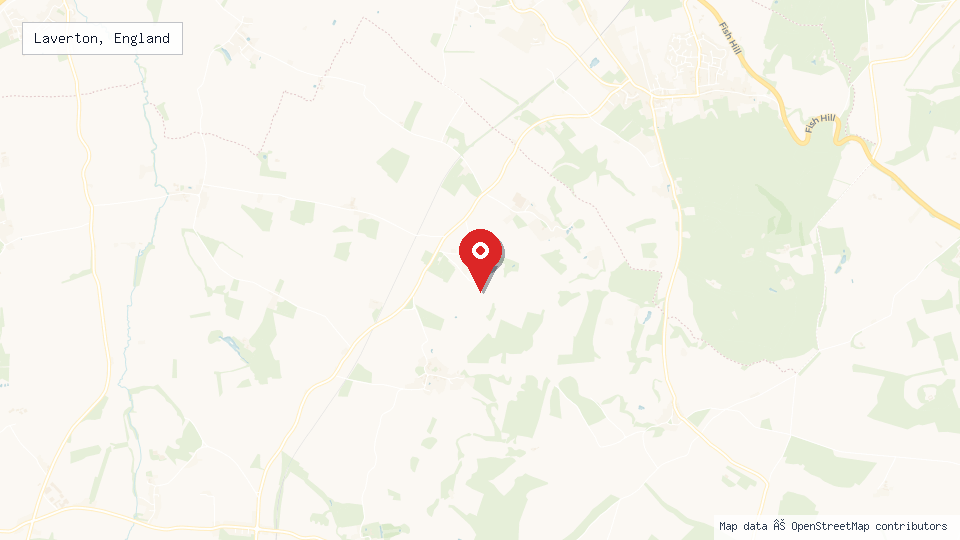 Street map of Laverton, England with location pin