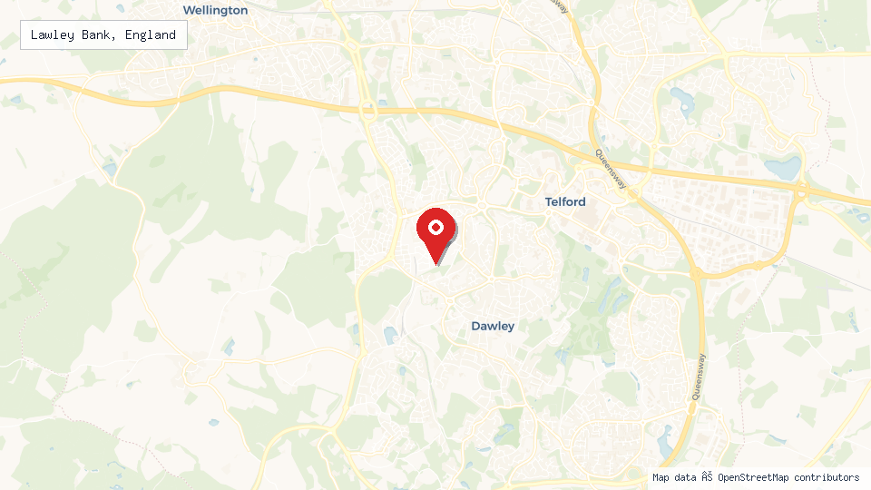 Street map of Lawley Bank, England with location pin