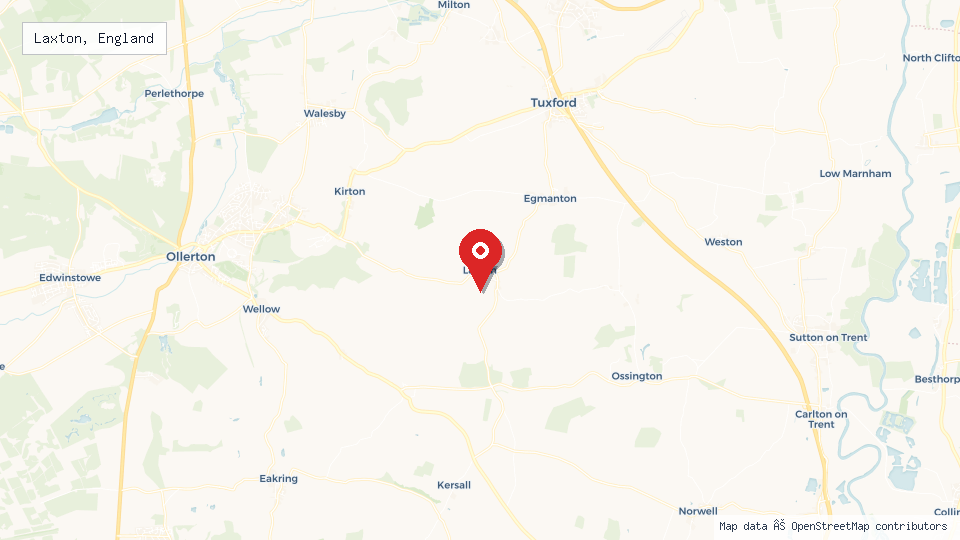 Street map of Laxton, England with location pin