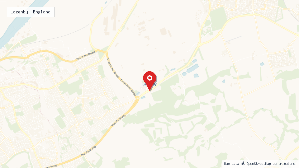 Street map of Lazenby, England with location pin