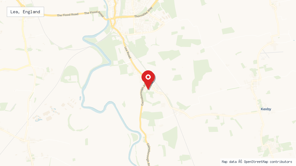 Street map of Lea, England with location pin