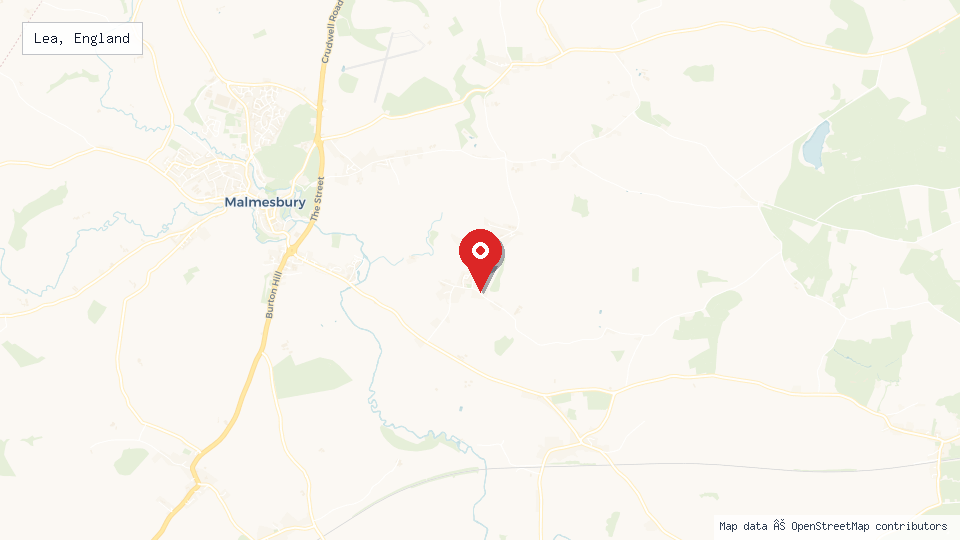 Street map of Lea, England with location pin
