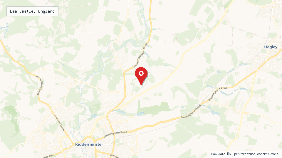 Street map of Lea Castle, England with location pin