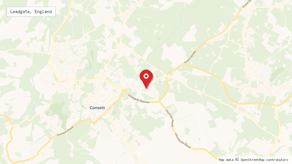 Street map of Leadgate, England with location pin