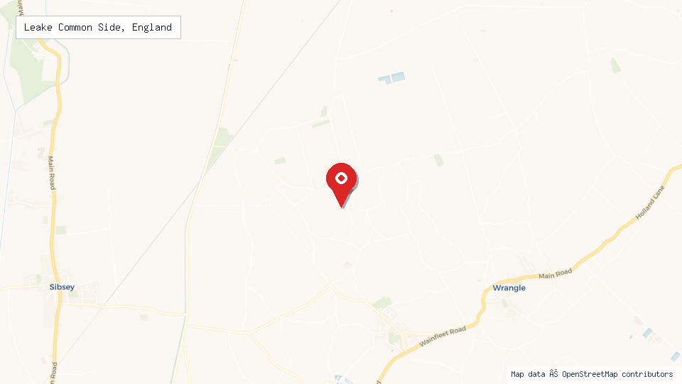 Street map of Leake Common Side, England with location pin