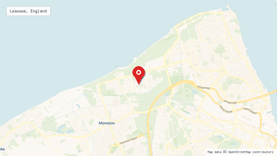 Street map of Leasowe, England with location pin
