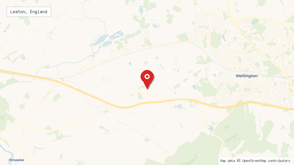 Street map of Leaton, England with location pin