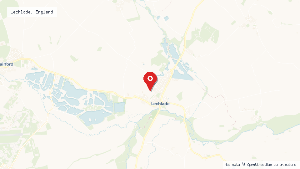 Street map of Lechlade, England with location pin