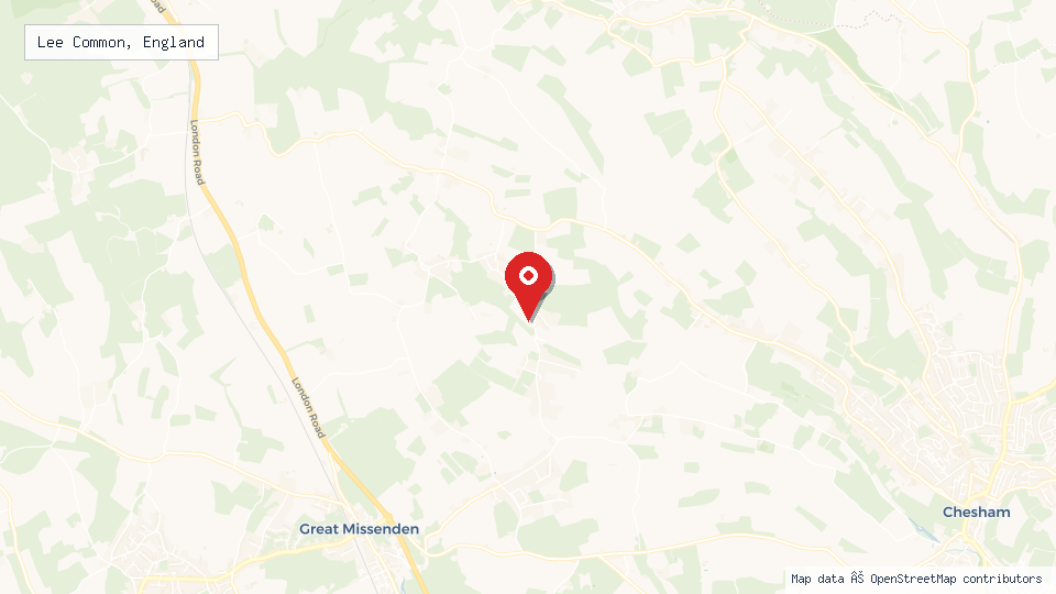 Street map of Lee Common, England with location pin