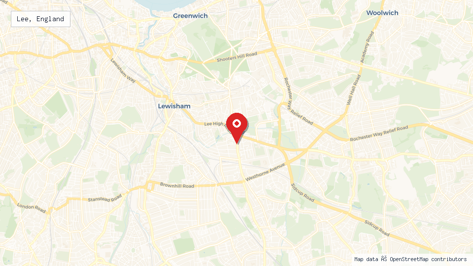 Street map of Lee, England with location pin