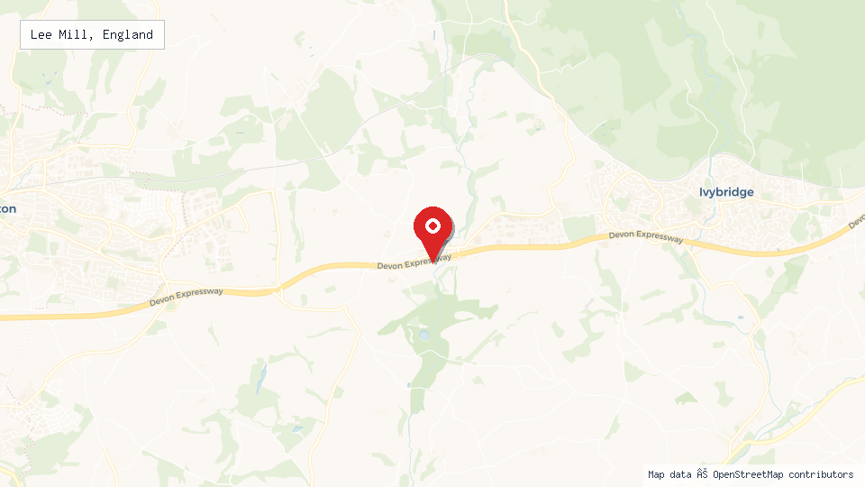 Street map of Lee Mill, England with location pin