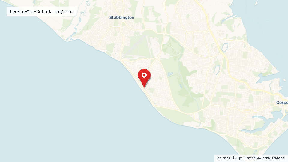 Street map of Lee-on-the-Solent, England with location pin