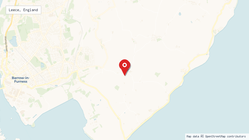 Street map of Leece, England with location pin