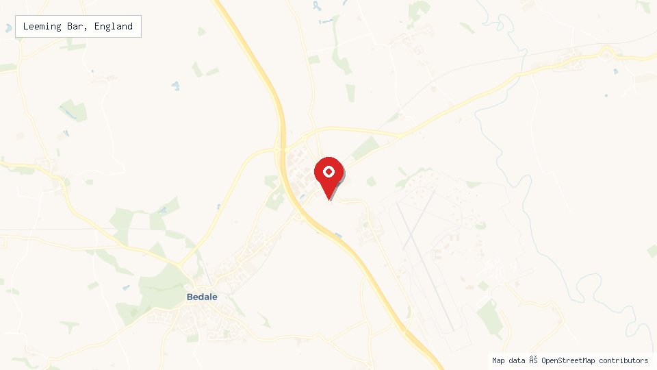 Street map of Leeming Bar, England with location pin