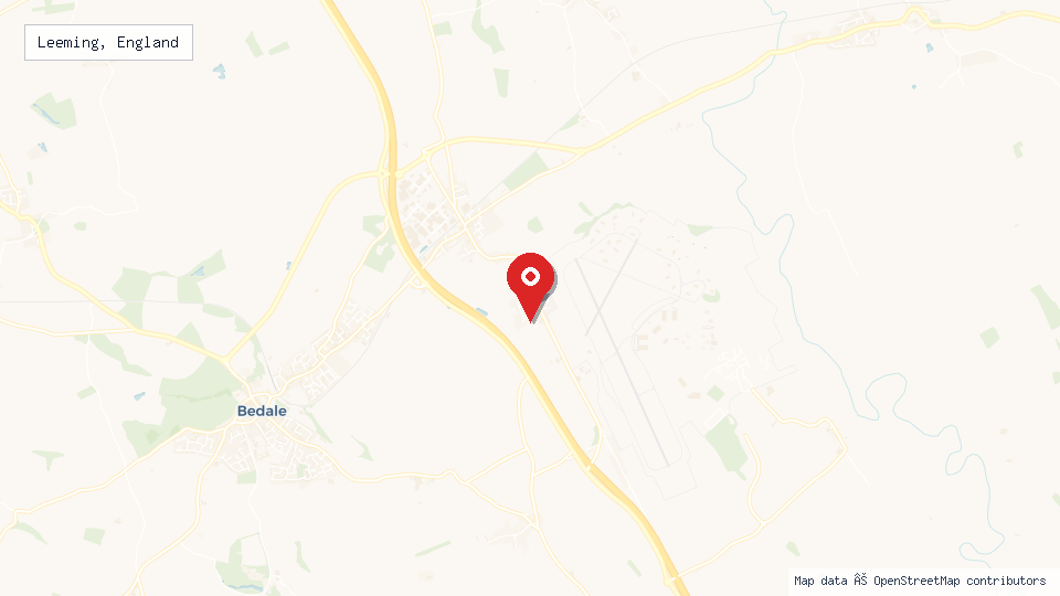 Street map of Leeming, England with location pin