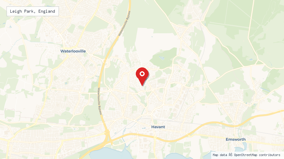 Street map of Leigh Park, England with location pin
