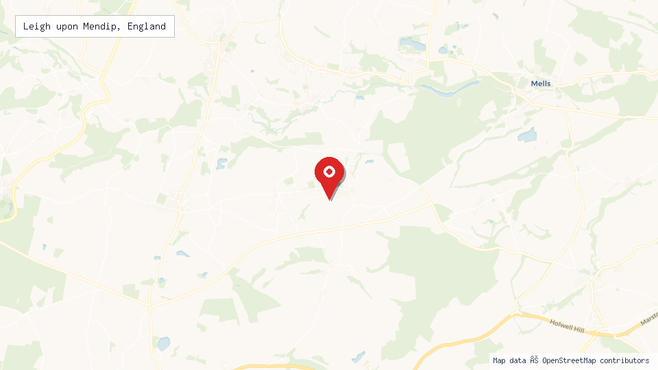 Street map of Leigh upon Mendip, England with location pin