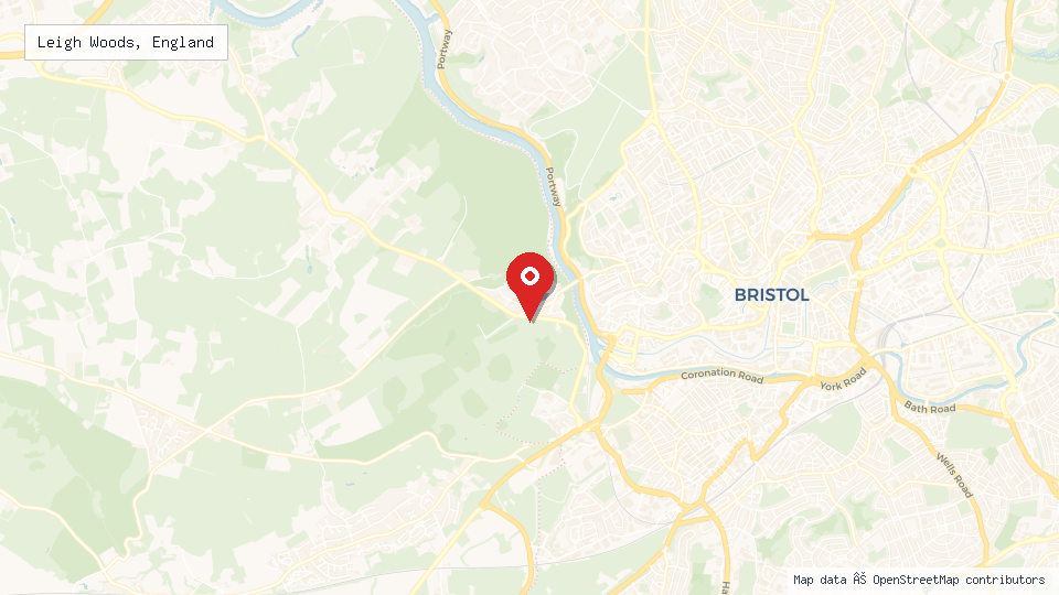 Street map of Leigh Woods, England with location pin