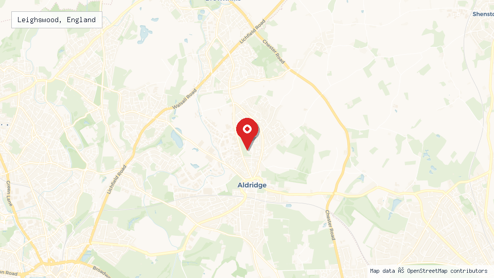 Street map of Leighswood, England with location pin