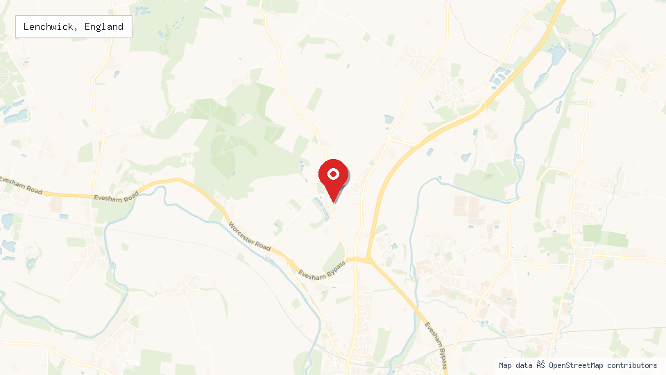 Street map of Lenchwick, England with location pin